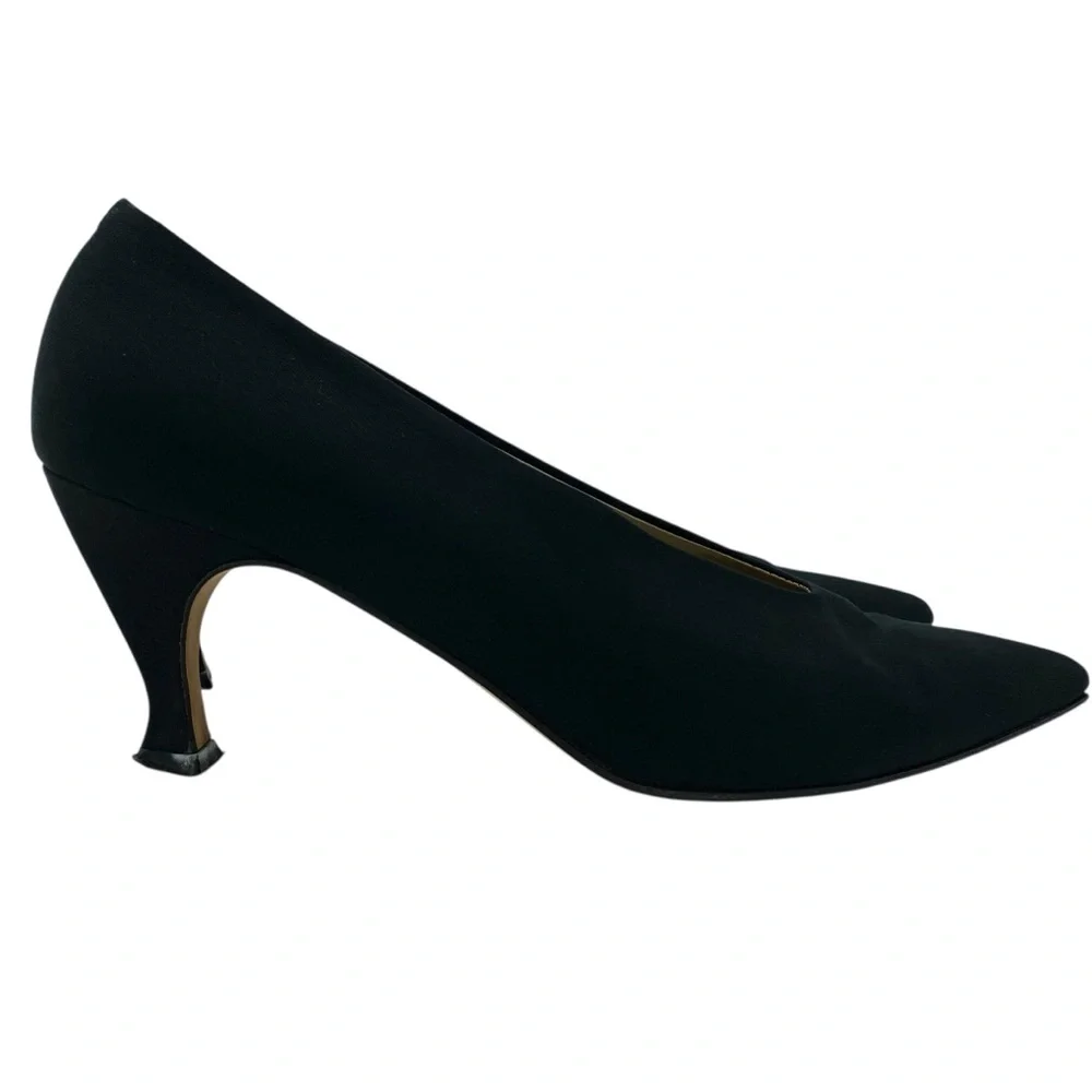 Vintage Via Spiga Fabric Upper Classic Block Heel Pointy Toe Heels